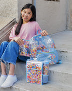 Little Letters Blue Confetti Clear Backpack