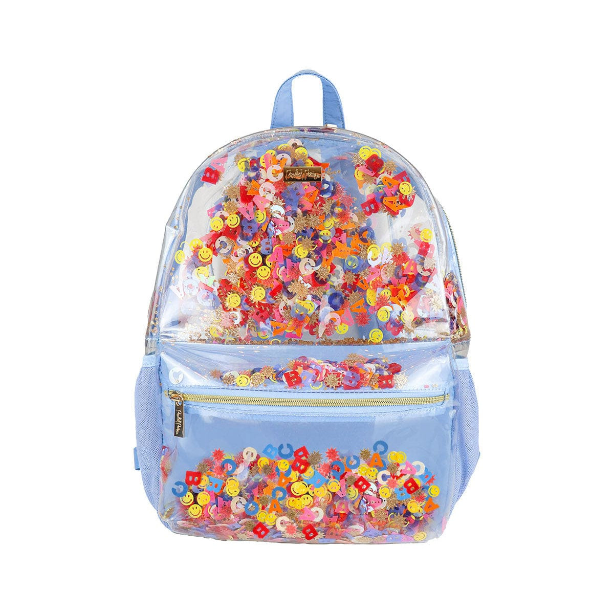 Little Letters Blue Confetti Clear Backpack