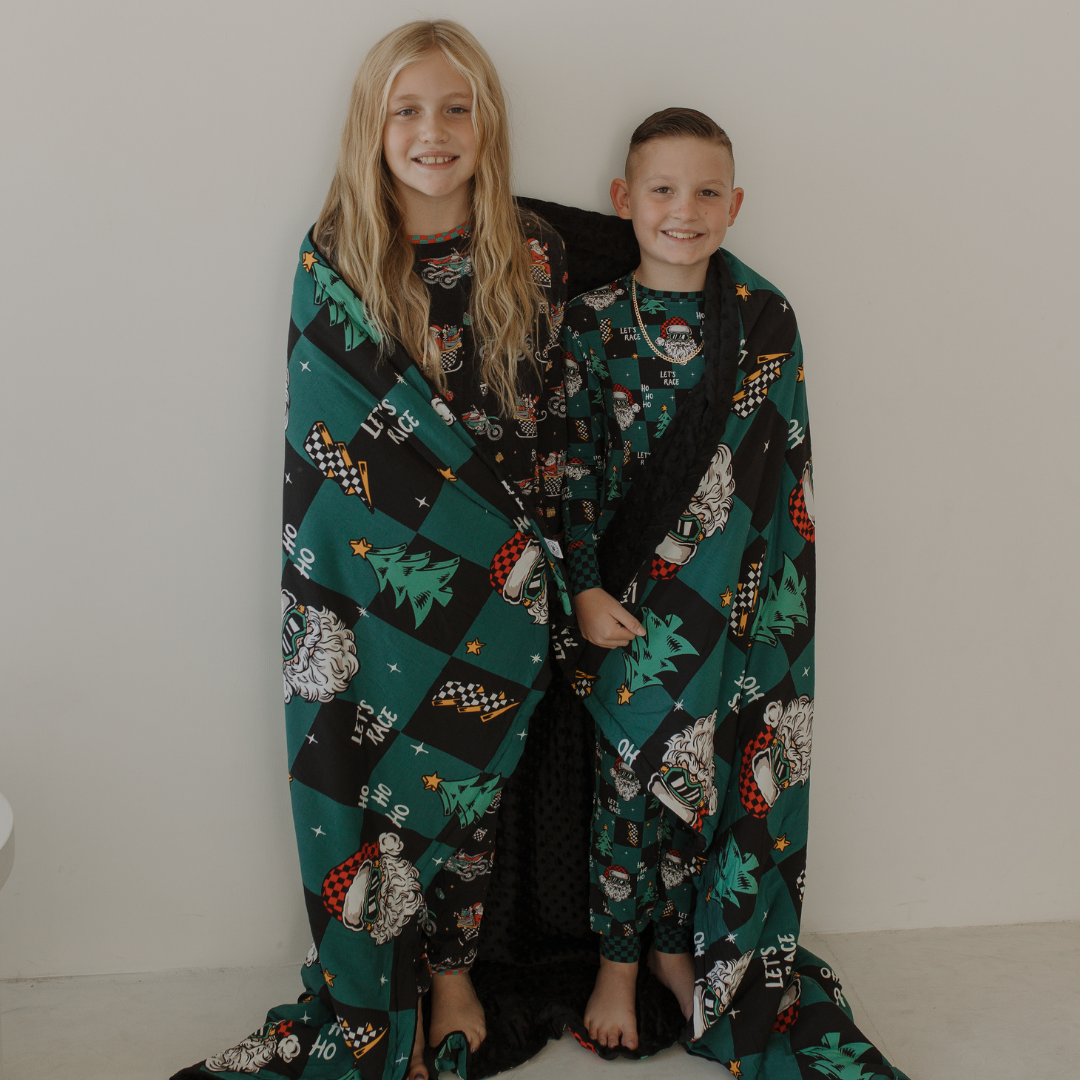 Let's Race Santa Blankets / PREORDER shipping Oct 26 - Nov 9