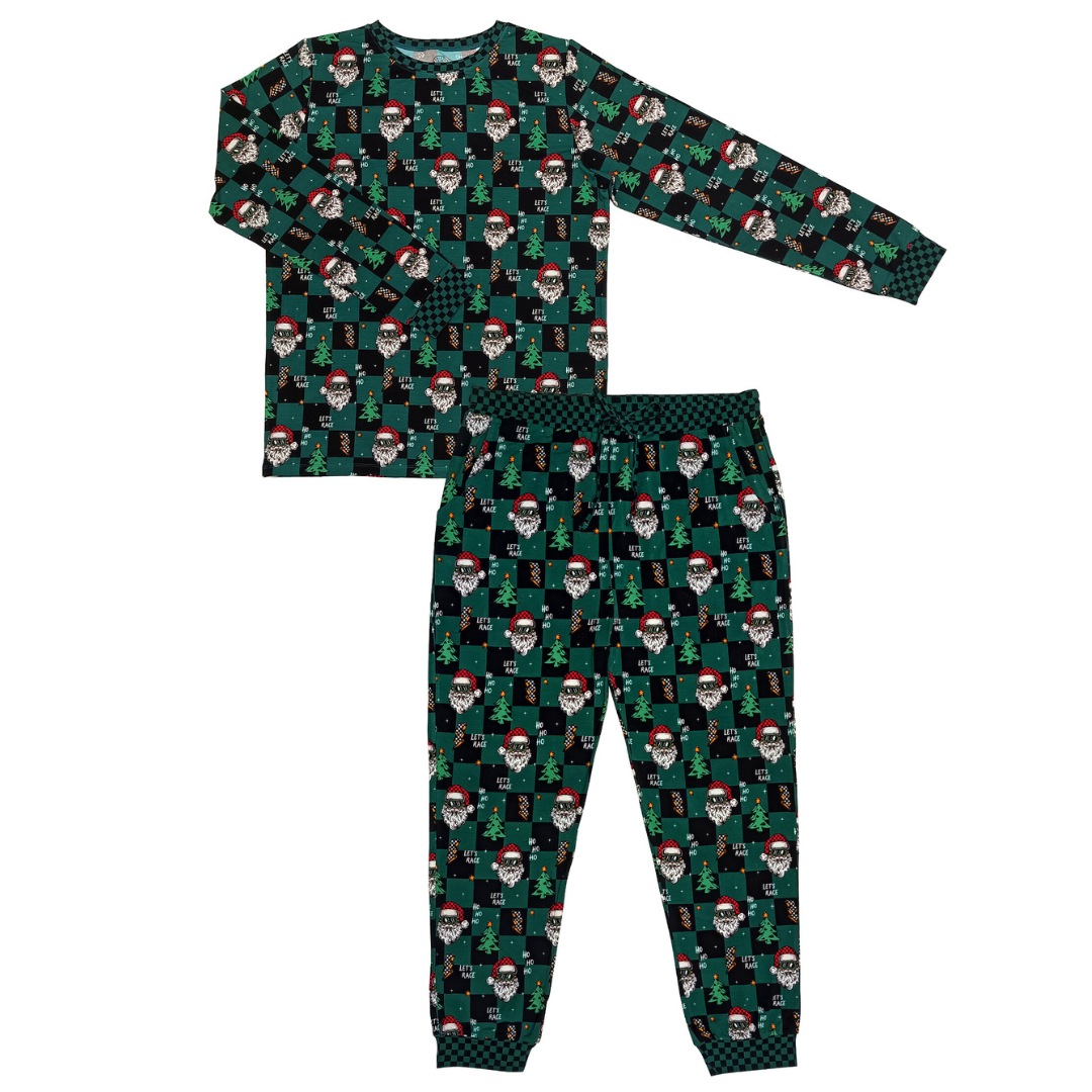 Let's Race Santa Unisex Adult Pajamas / PREORDER shipping Oct 26 - Nov 9
