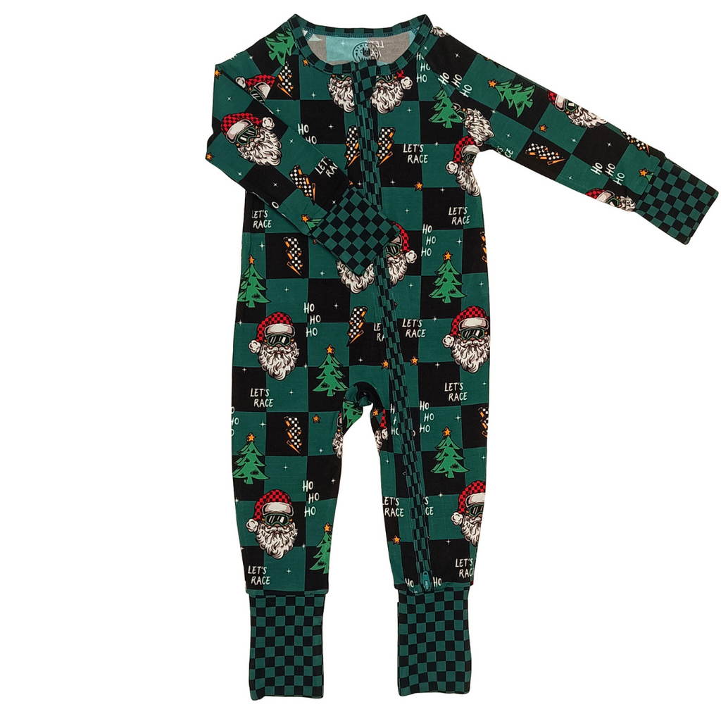 Let's Race Santa Zip Up Pajamas / PREORDER shipping Oct 26 - Nov 9