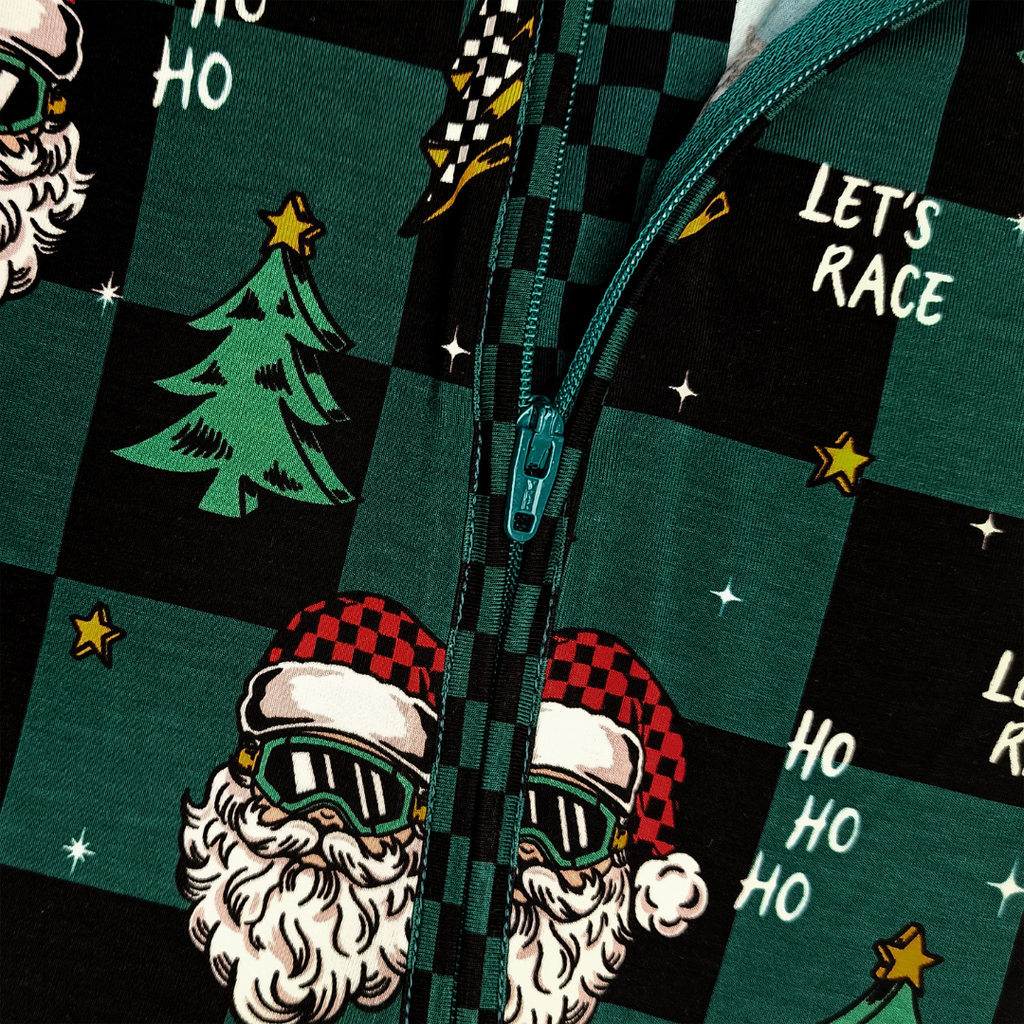 Let's Race Santa Zip Up Pajamas / PREORDER shipping Oct 26 - Nov 9