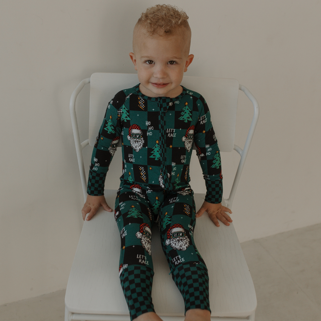 Let's Race Santa Zip Up Pajamas / PREORDER shipping Oct 26 - Nov 9