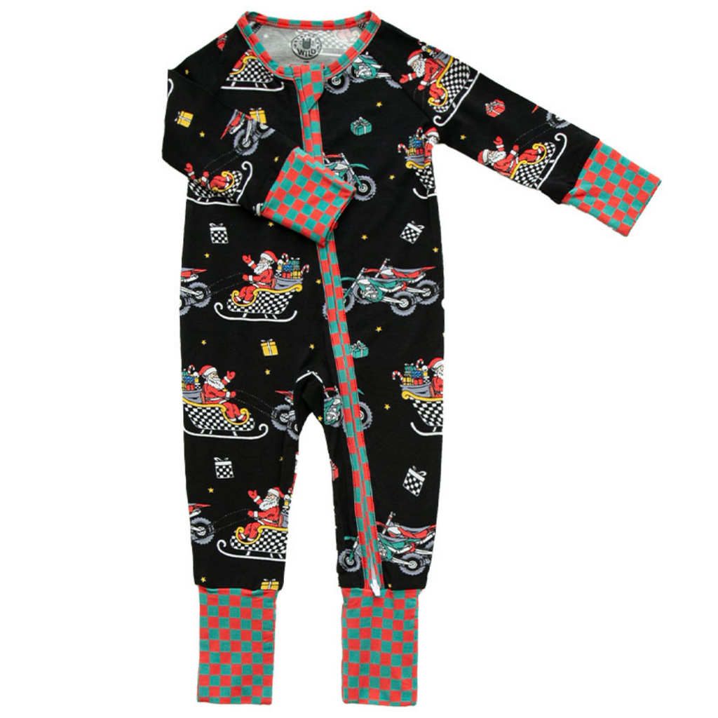 Santas Speedy Sleigh Zip Up Pajamas / PREORDER shipping Oct 26 - Nov 9