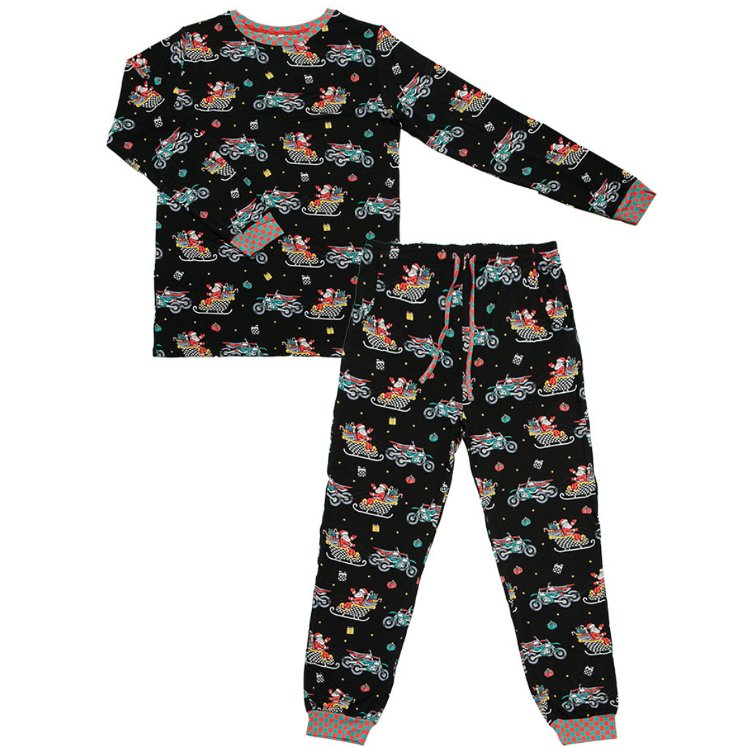 Santas Speedy Sleigh Unisex Adult Pajamas / PREORDER shipping Oct 26 - Nov 9