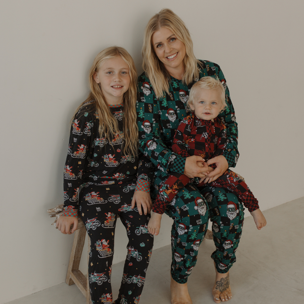 Let's Race Santa Unisex Adult Pajamas / PREORDER shipping Oct 26 - Nov 9