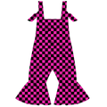 Pit Stop Pink Checkered Bell Bottom Jumpsuit