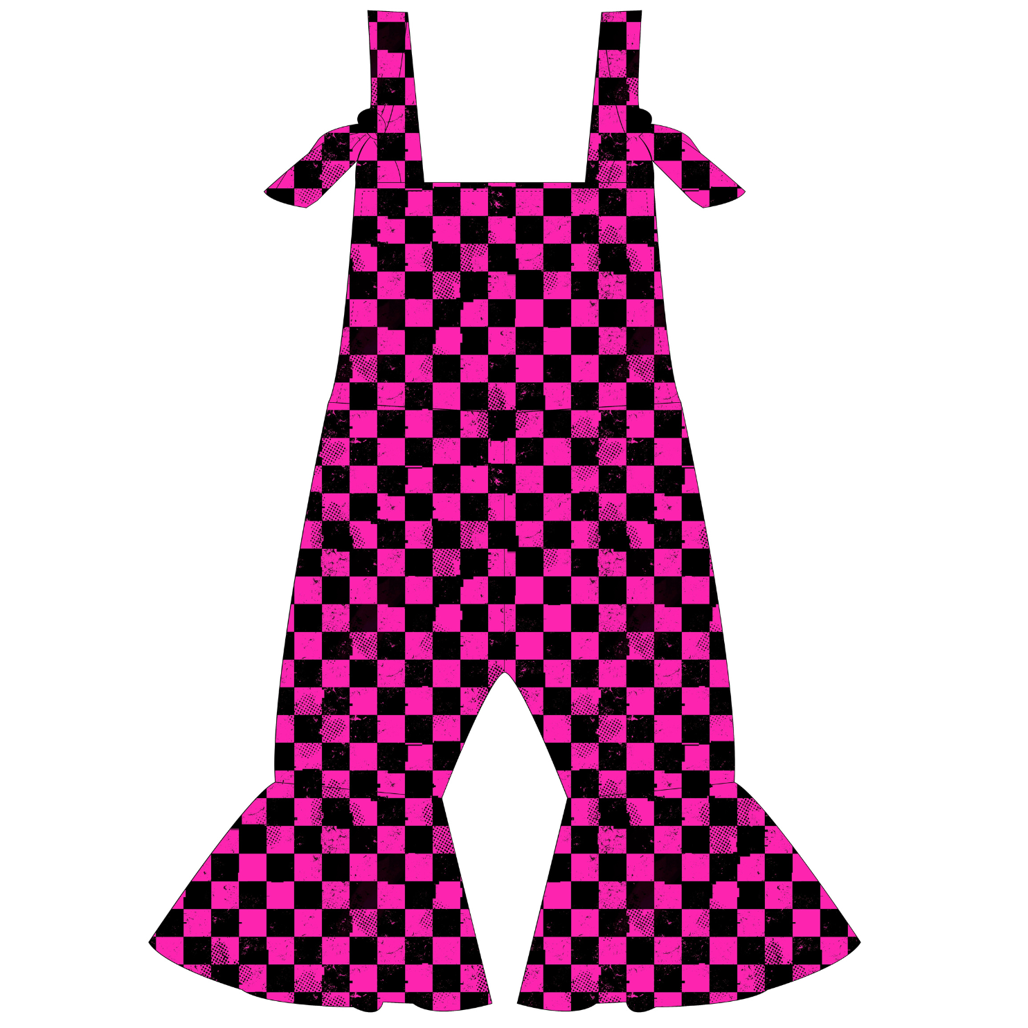 Pit Stop Pink Checkered Bell Bottom Jumpsuit