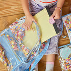 Little Letters Blue Confetti Clear Backpack