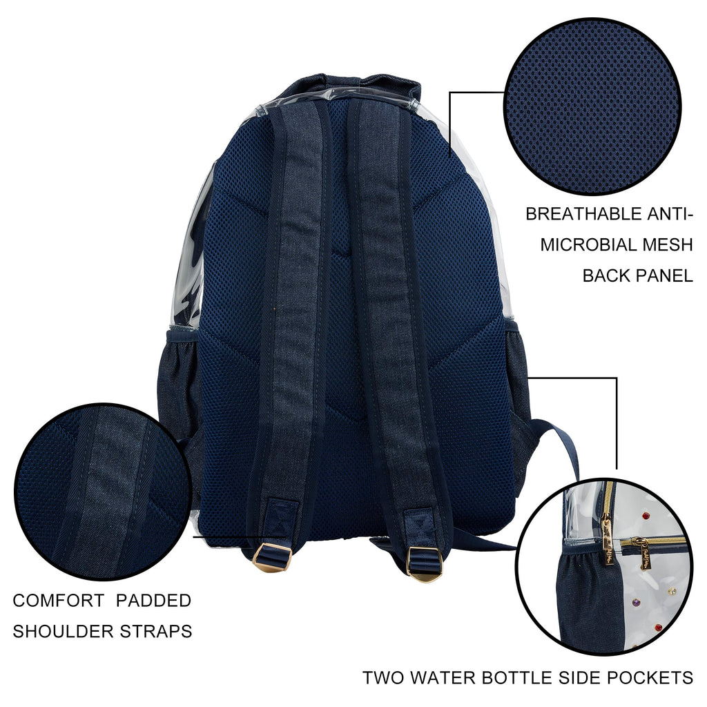 Clear Denim and Gems Backpack