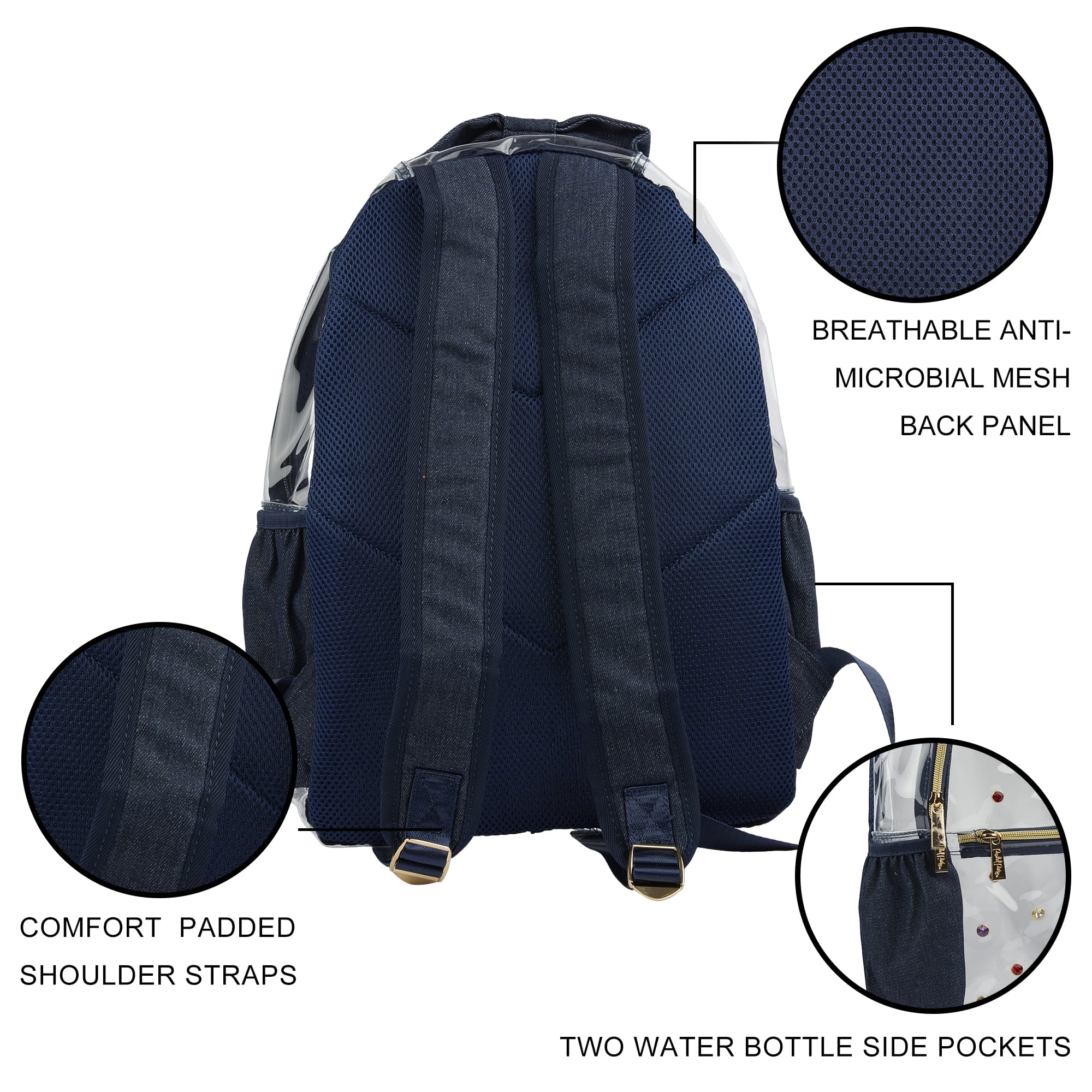 Clear Denim and Gems Backpack