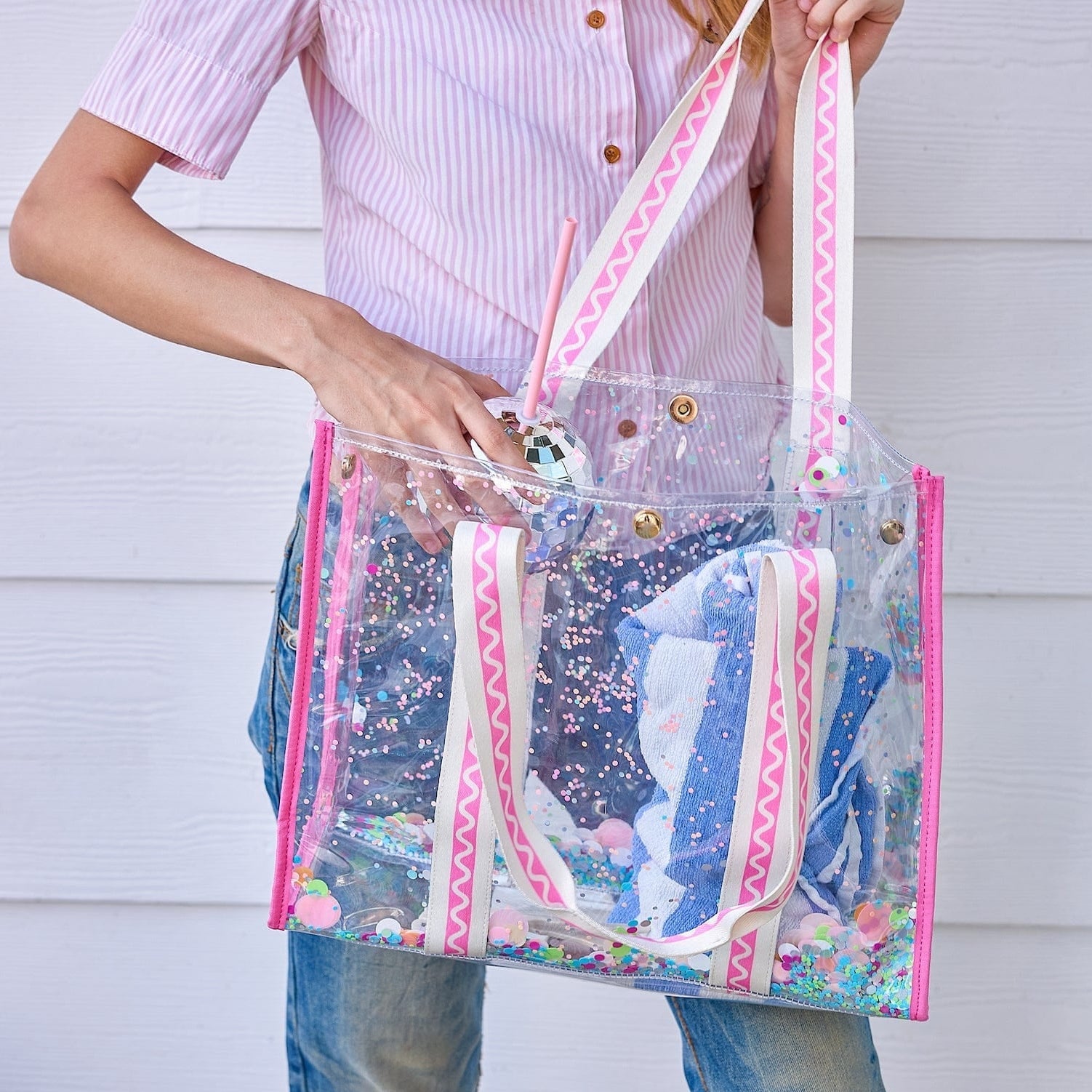 Confetti-filled Clear Vinyl Tote Bag
