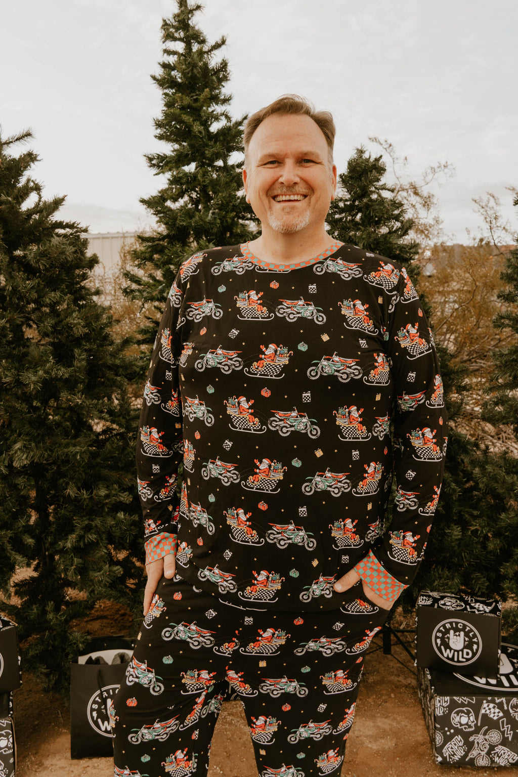 Santas Speedy Sleigh Unisex Adult Pajamas / PREORDER shipping Oct 26 - Nov 9