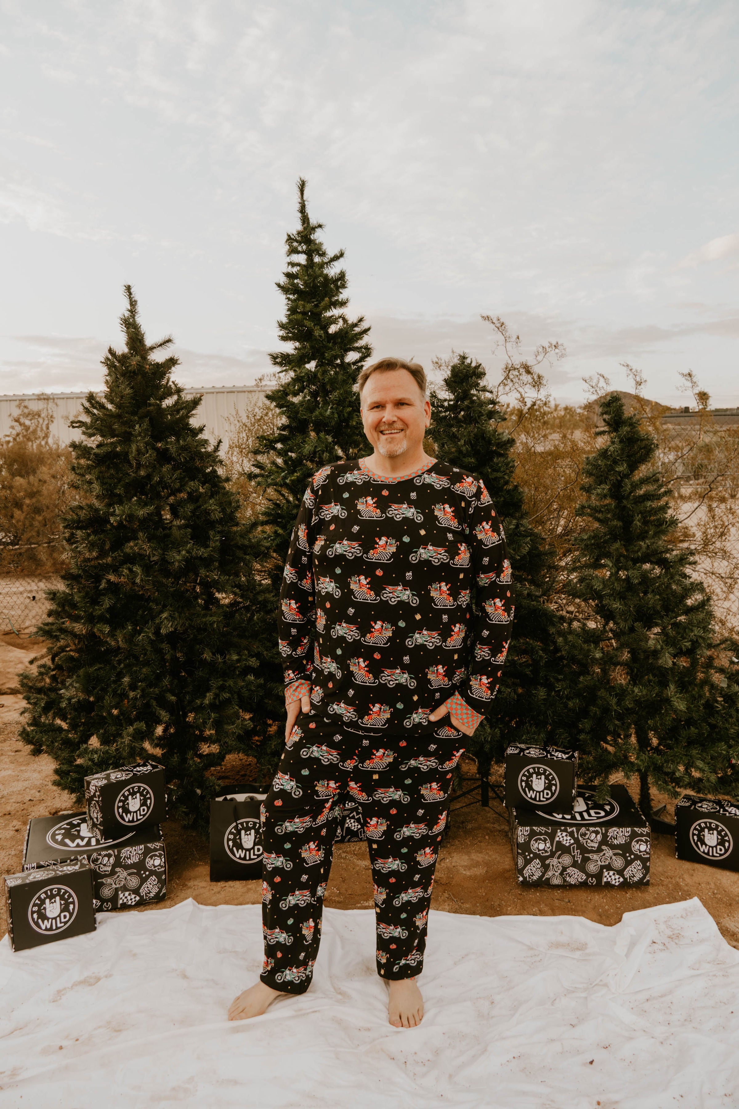 Santas Speedy Sleigh Unisex Adult Pajamas / PREORDER shipping Oct 26 - Nov 9
