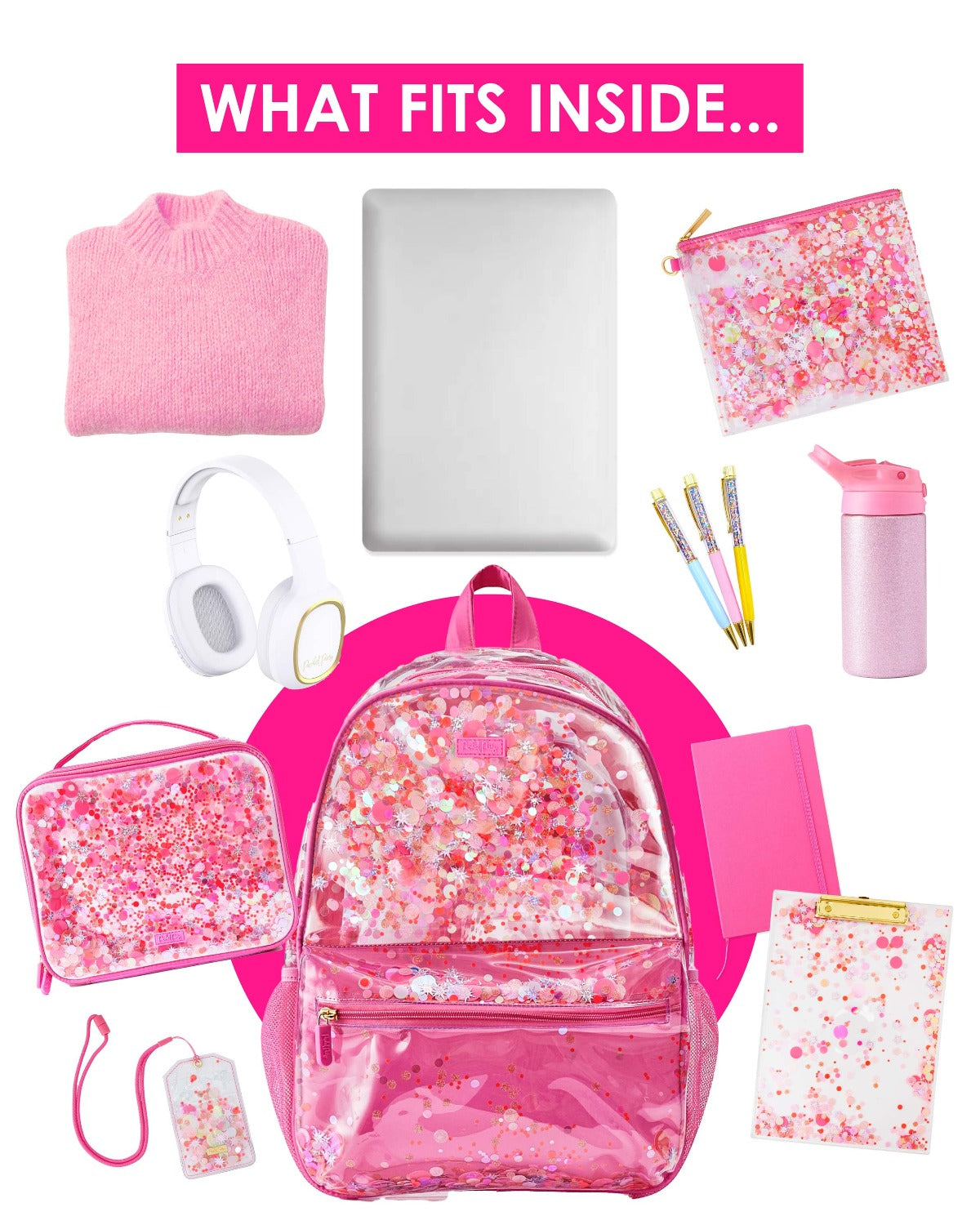 Clear Sweet Tart Pink Confetti Backpack