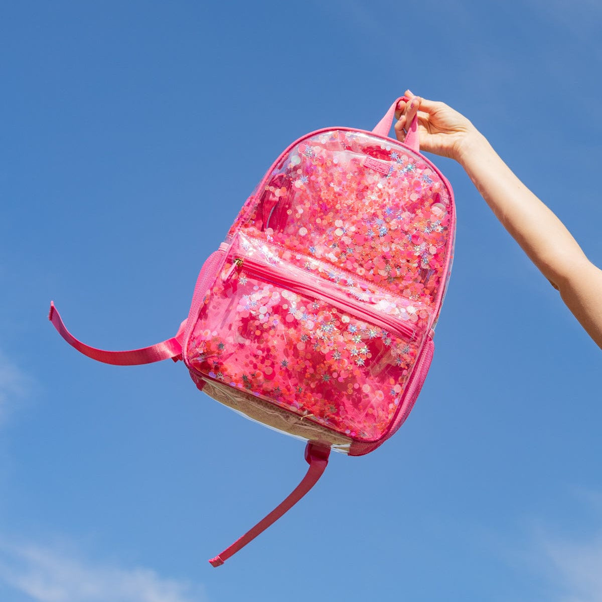Clear Sweet Tart Pink Confetti Backpack