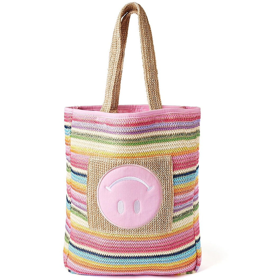 Smiley Woven Rainbow Tote