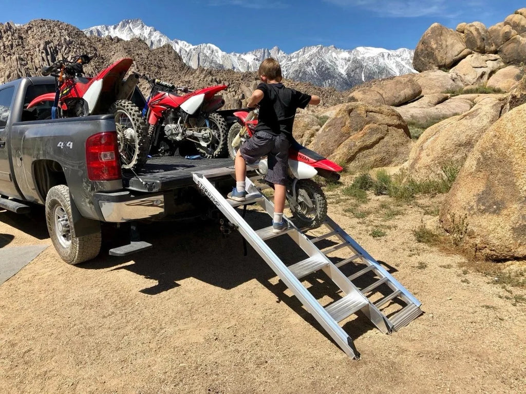 StepRamp® SR-B6 6-Step Aluminum Dirt Bike Loading Ramp for 36–44" Truck Beds