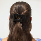 Jet Black Small Flat Rectangle Hair Clip